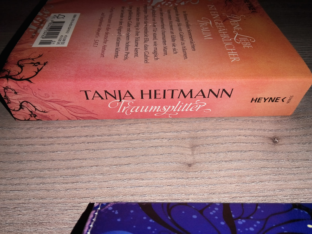 Buchrückenansicht des Taschenbuches Traumsplitter mit Verlagslogo Heyne