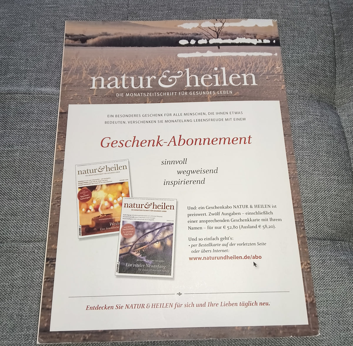 natur & heilen | Die Monatszeitschrift für gesundes Leben | Ausgabe Januar 2016 | Zeitschrift | Zustand sehr gut