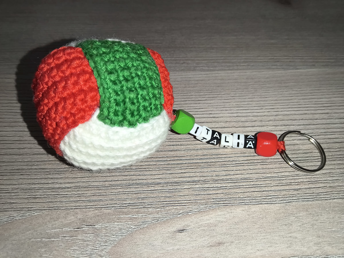 Italien-Kugel Schlüsselanhänger | Handgefertigt | Gehäkelte Baumwolle | neu