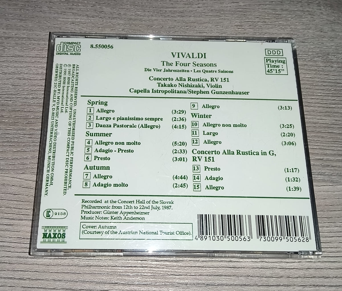 Vivaldi | The Four Seasons | Die Vier Jahreszeiten | Concerto Alla Rustica | Takako Nishizaki | Musik CD | Zustand sehr gut
