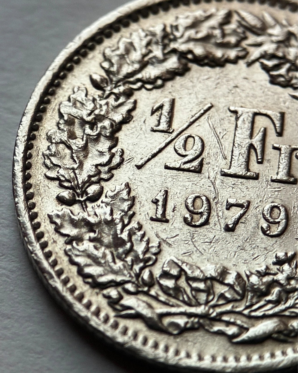 1/2 Franken 1979 | Schweiz | Helvetia mit Speer & Schild | Kupfer-Nickel-Münze
