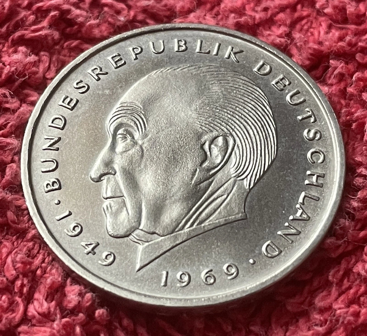 2 Deutsche Mark 1971 G | Bundesrepublik Deutschland | Konrad Adenauer | Kupfer-Nickel Gedenkmünze | vorzüglich