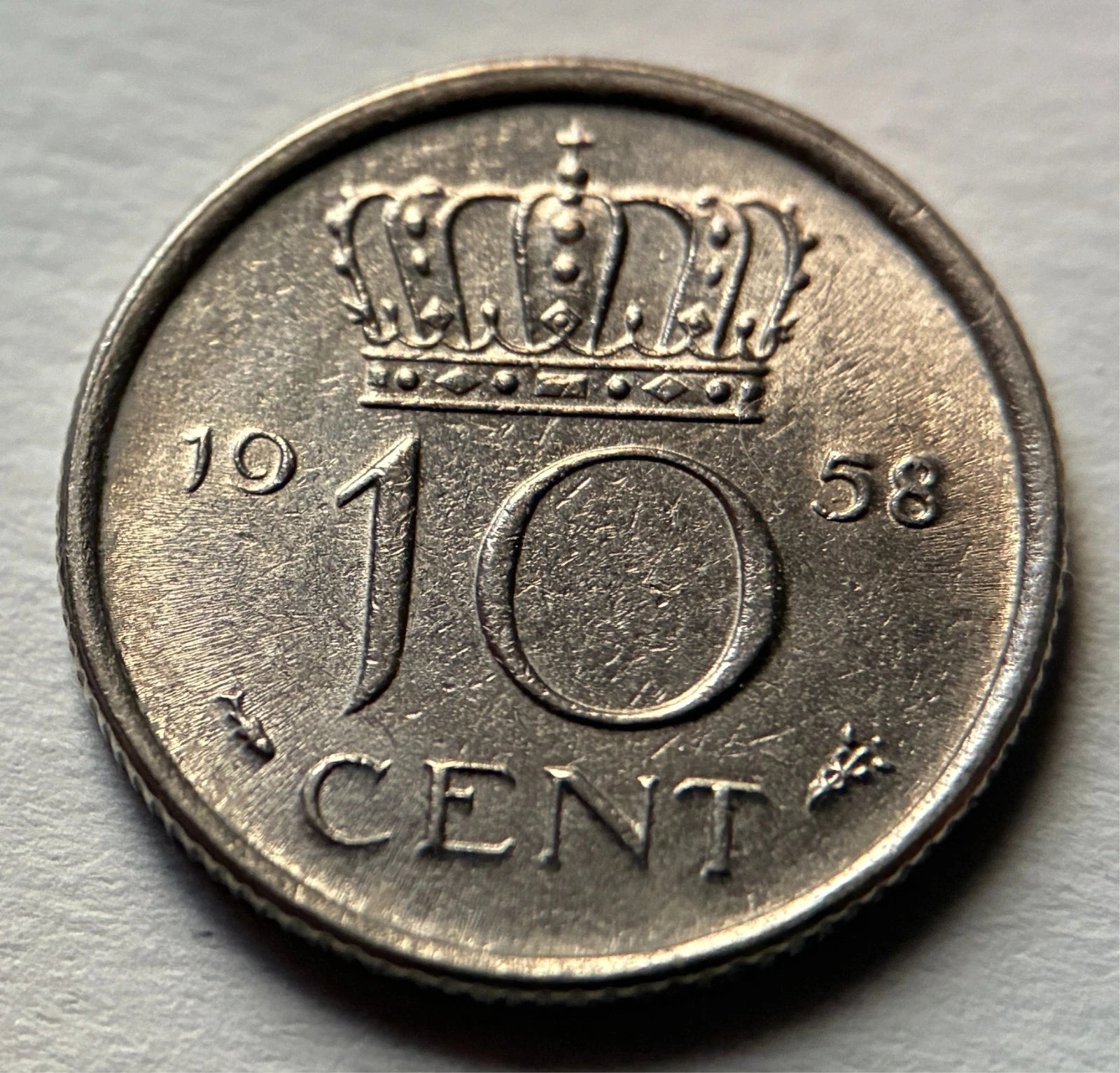 10 Cent 1958 | Niederlande | Königin Juliana | Nickel Münze