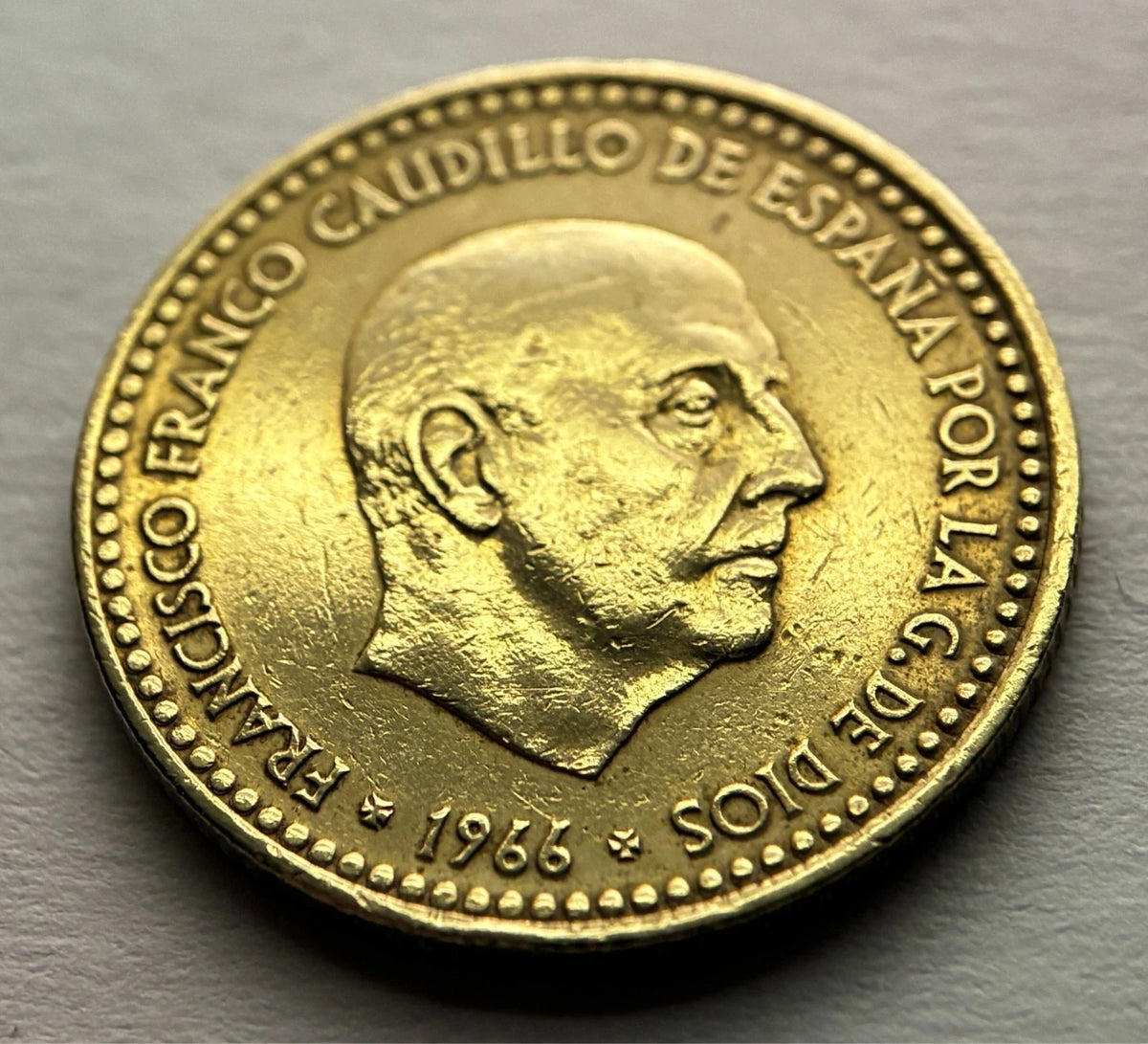 Una Peseta 1966*75 | Spanien | General Francisco Franco | Aluminiumbronze | Historische Münze | schön