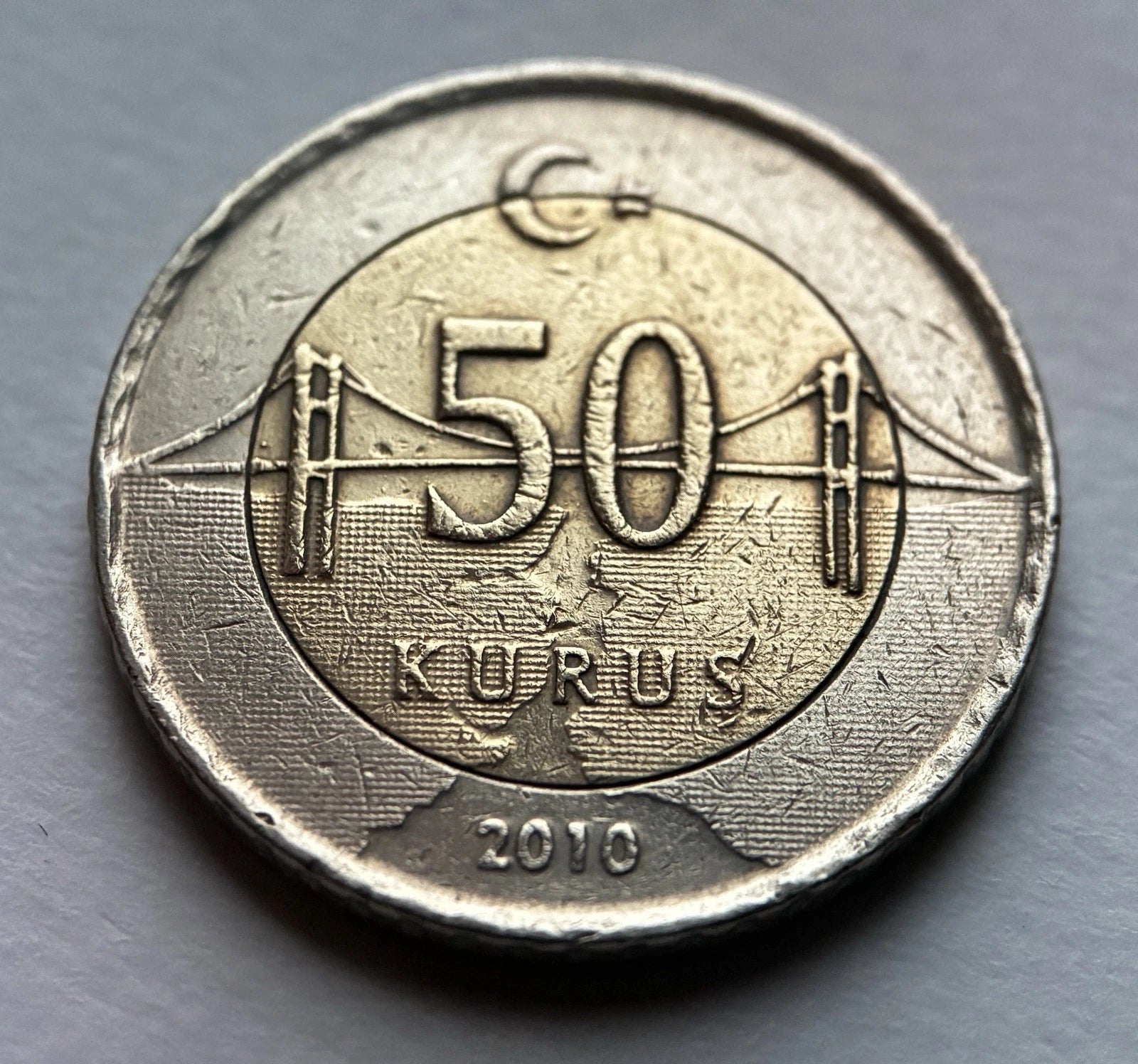 50 Kuruş Turquie 2010 Bimétal | Atatürk | Pont du Bosphore