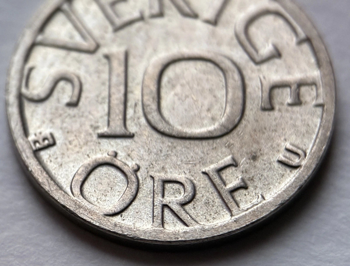 10 Öre 1986 | Schweden | Carl XVI. Gustaf Monogramm | Kupfer-Nickel Münze | schön