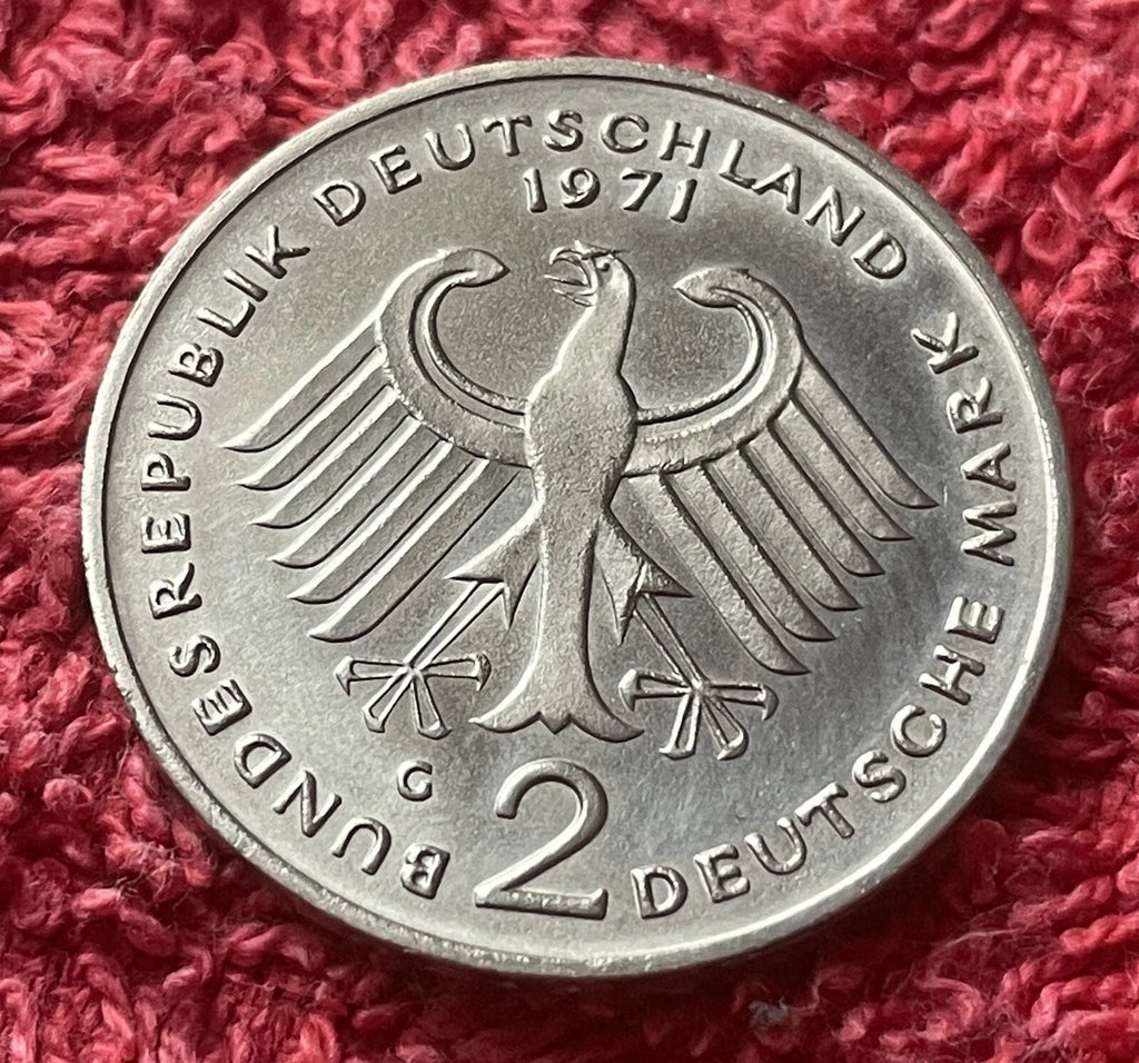 2 Deutsche Mark 1971 G | Bundesrepublik Deutschland | Konrad Adenauer | Kupfer-Nickel Gedenkmünze | vorzüglich