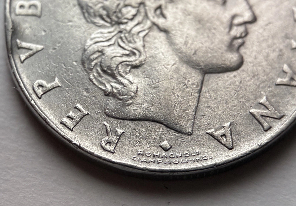50 Lire 1959 | Italien | Schmied Vulcano am Amboss | Edelstahl Münze | schön