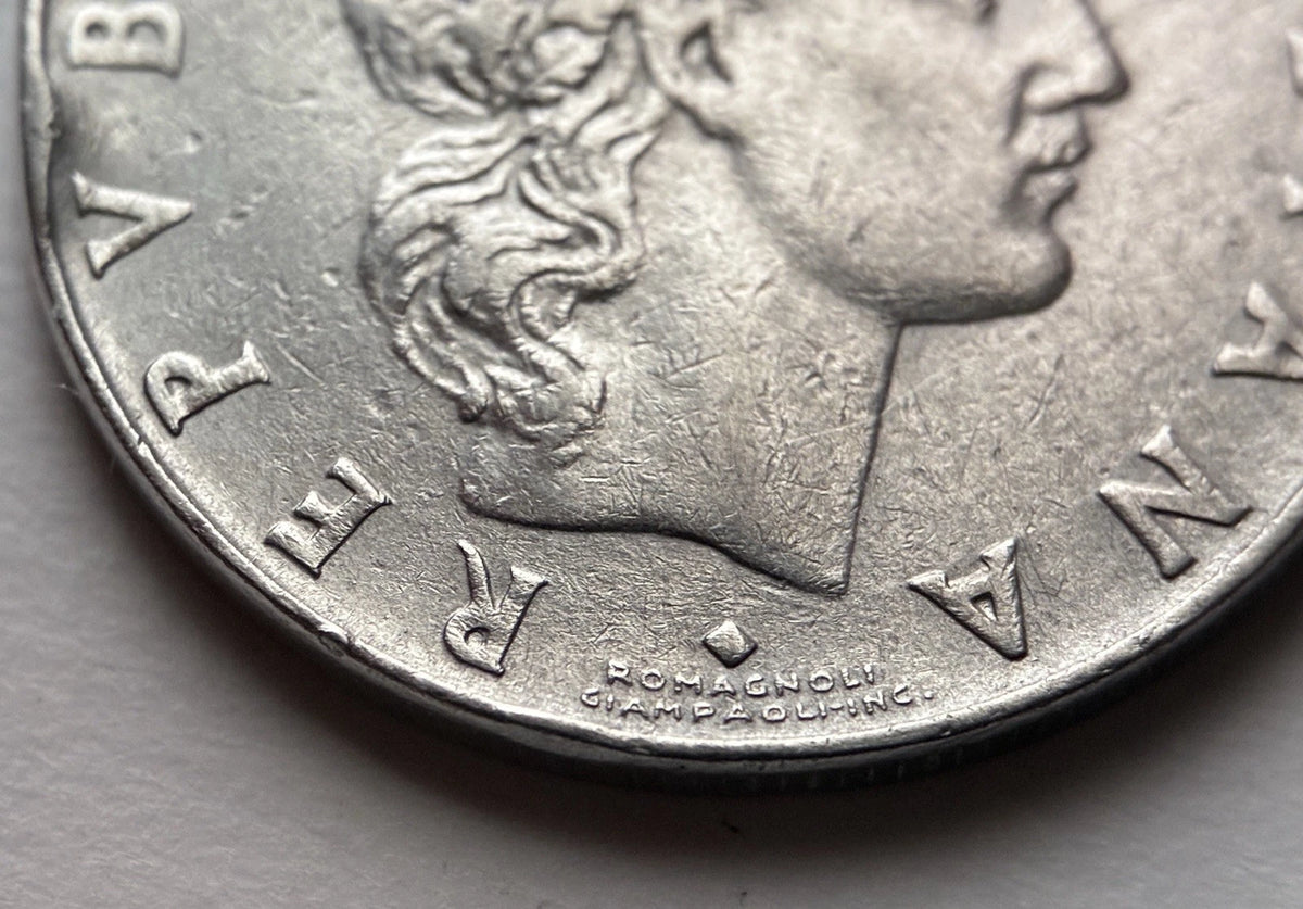 50 Lire 1959 | Italien | Schmied Vulcano am Amboss | Edelstahl Münze | schön
