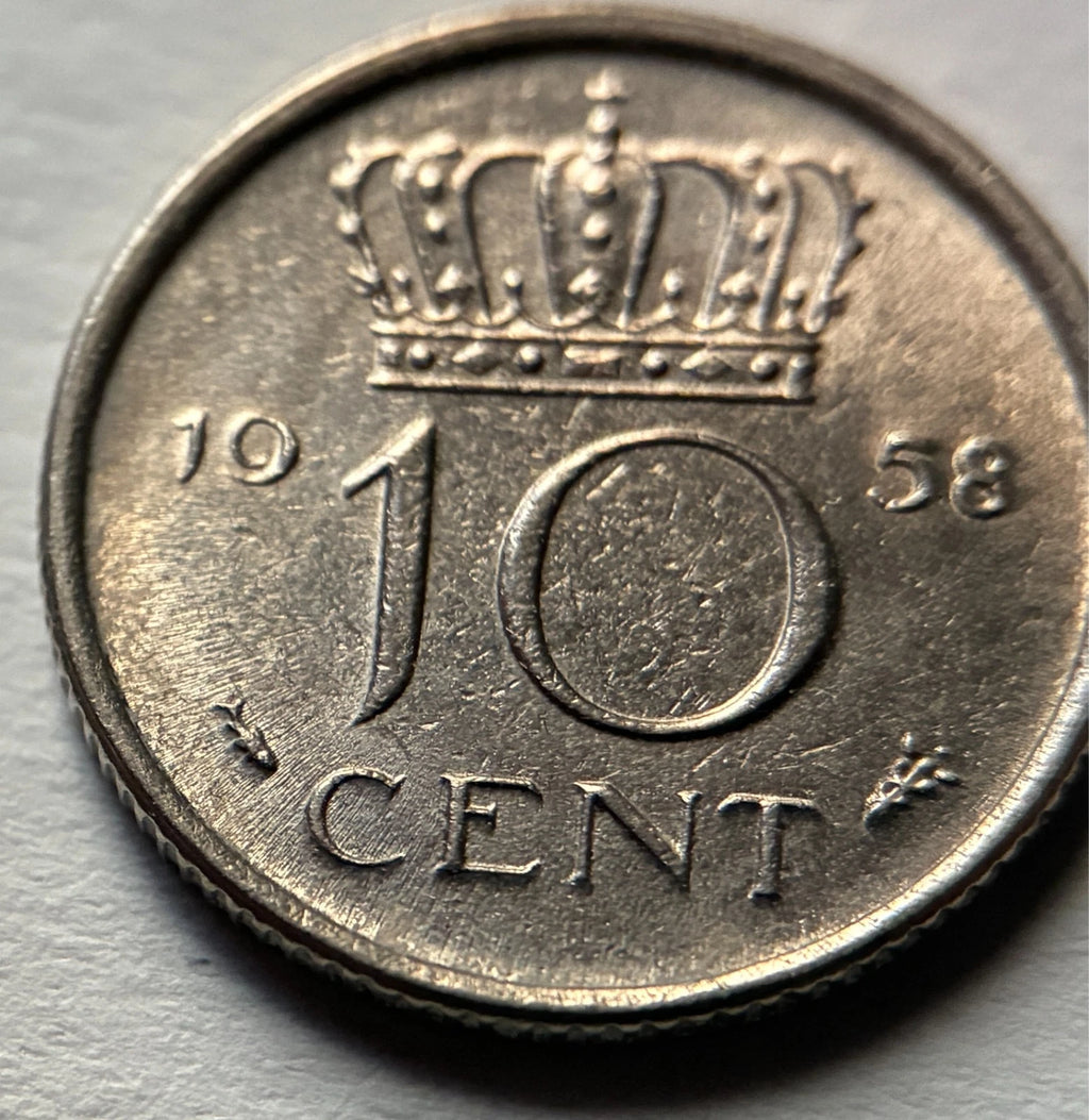 10 Cent 1958 | Niederlande | Königin Juliana | Nickel Münze