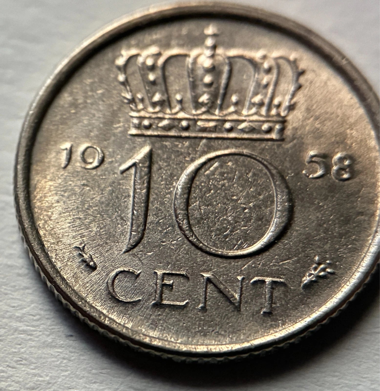 10 Cent 1958 | Niederlande | Königin Juliana | Nickel Münze