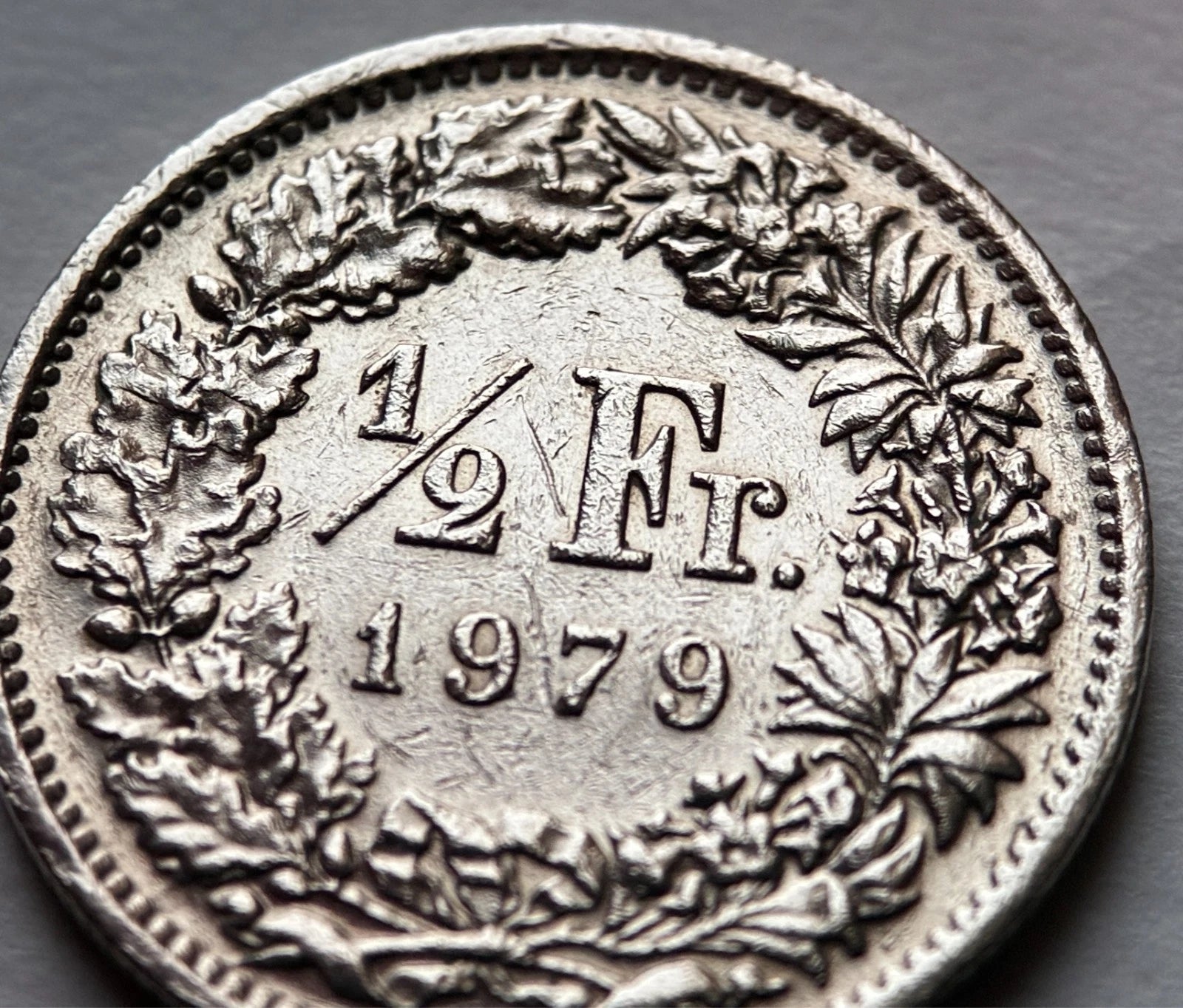 1/2 Franken 1979 | Schweiz | Helvetia mit Speer & Schild | Kupfer-Nickel-Münze