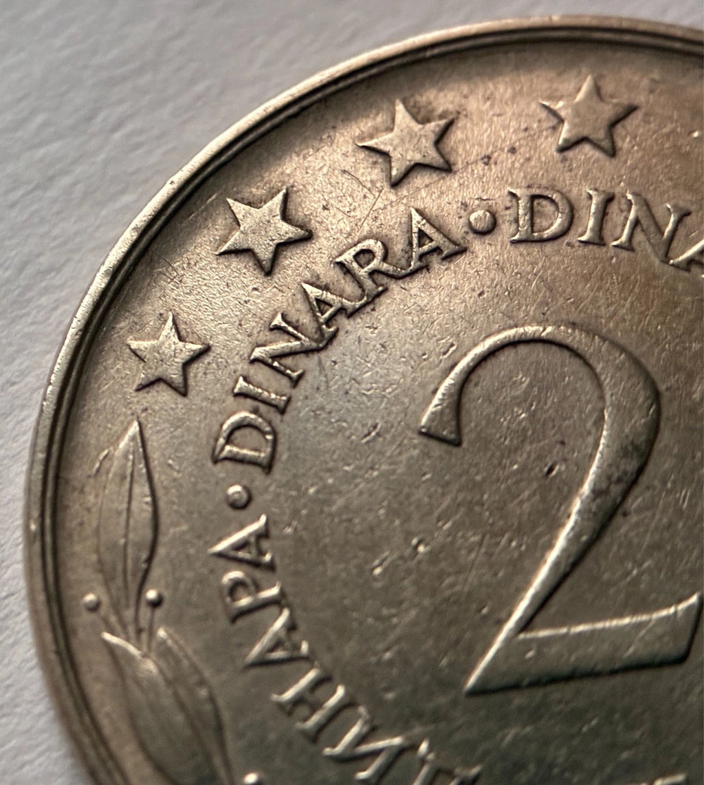 2 Dinara 1977 | Jugoslawien | SFR Jugoslavija | Kupfer-Zink-Nickel Münze | schön
