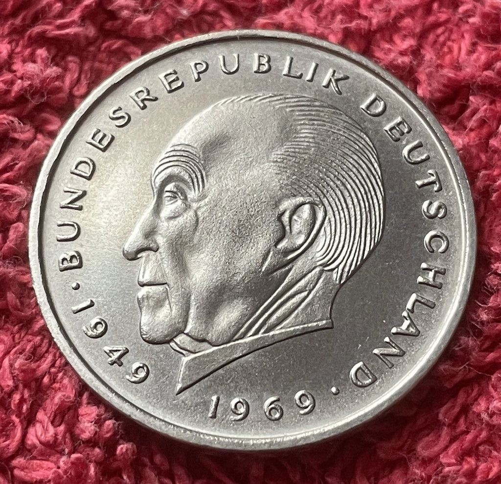 2 Deutsche Mark 1971 G | Bundesrepublik Deutschland | Konrad Adenauer | Kupfer-Nickel Gedenkmünze | vorzüglich