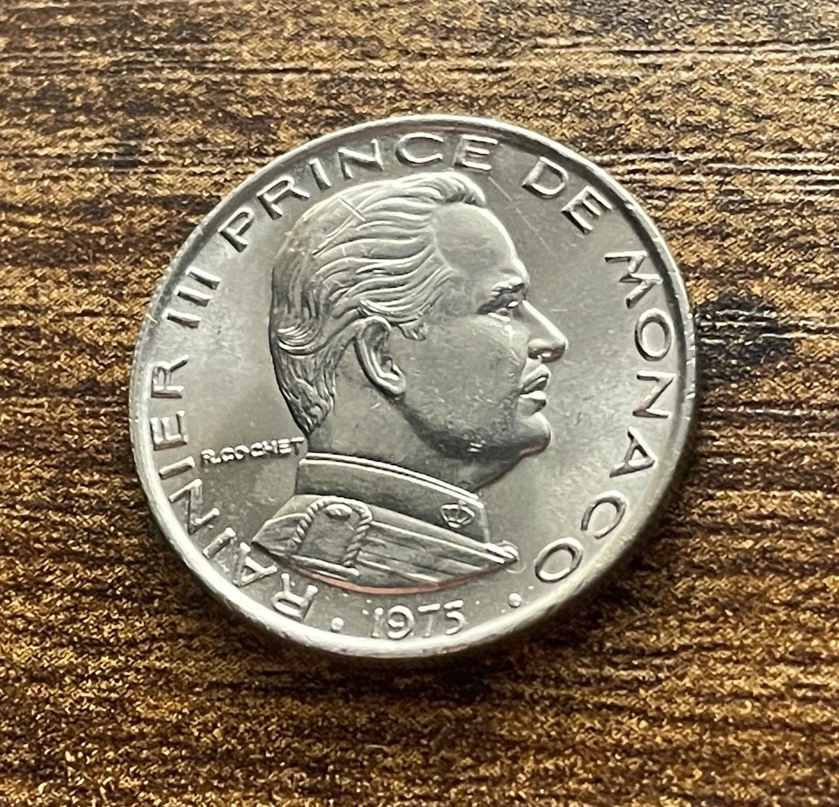 1 Franc 1975 | Monaco | Fürst Rainier III. | Deo Juvante | Nickel-Münze | vorzüglich