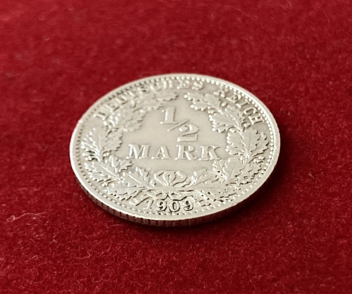 1/2 Mark 1909 A | Deutsches Reich | 900er Silbermünze | Historische Münze | vorzüglich
