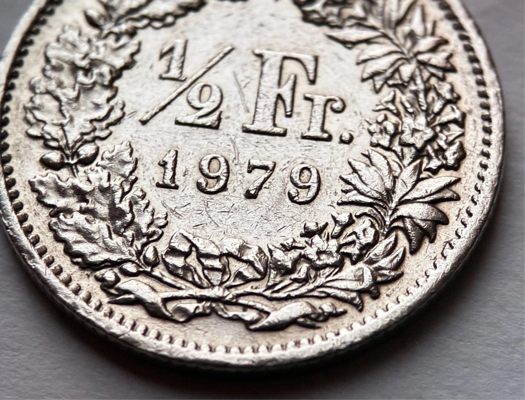 1/2 Franken 1979 | Schweiz | Helvetia mit Speer & Schild | Kupfer-Nickel-Münze