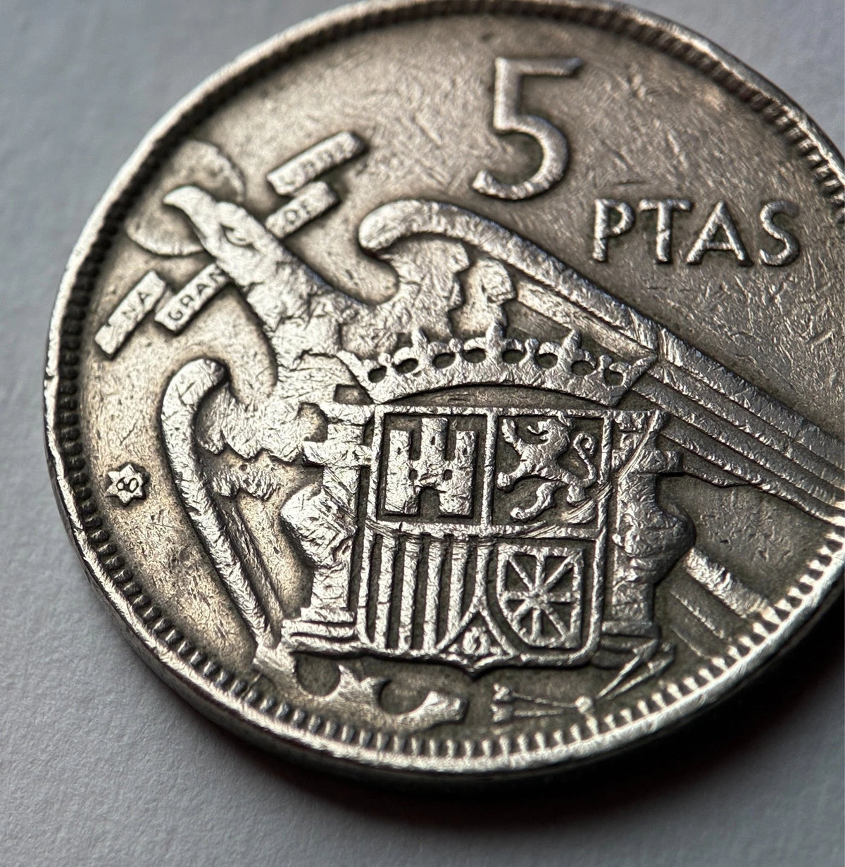 5 Peseten 1957 *60 | Spanien | Francisco Franco | Kupfer-Nickel Münze | schön