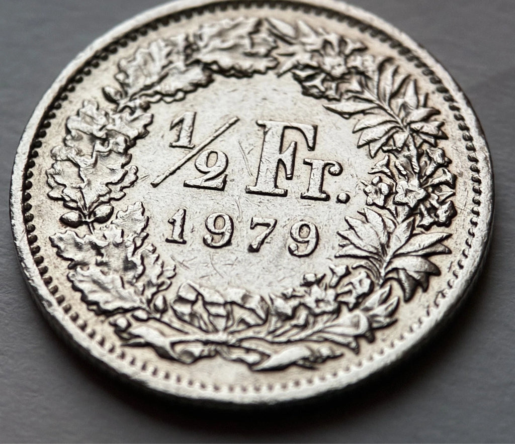 1/2 Franken 1979 | Schweiz | Helvetia mit Speer & Schild | Kupfer-Nickel-Münze