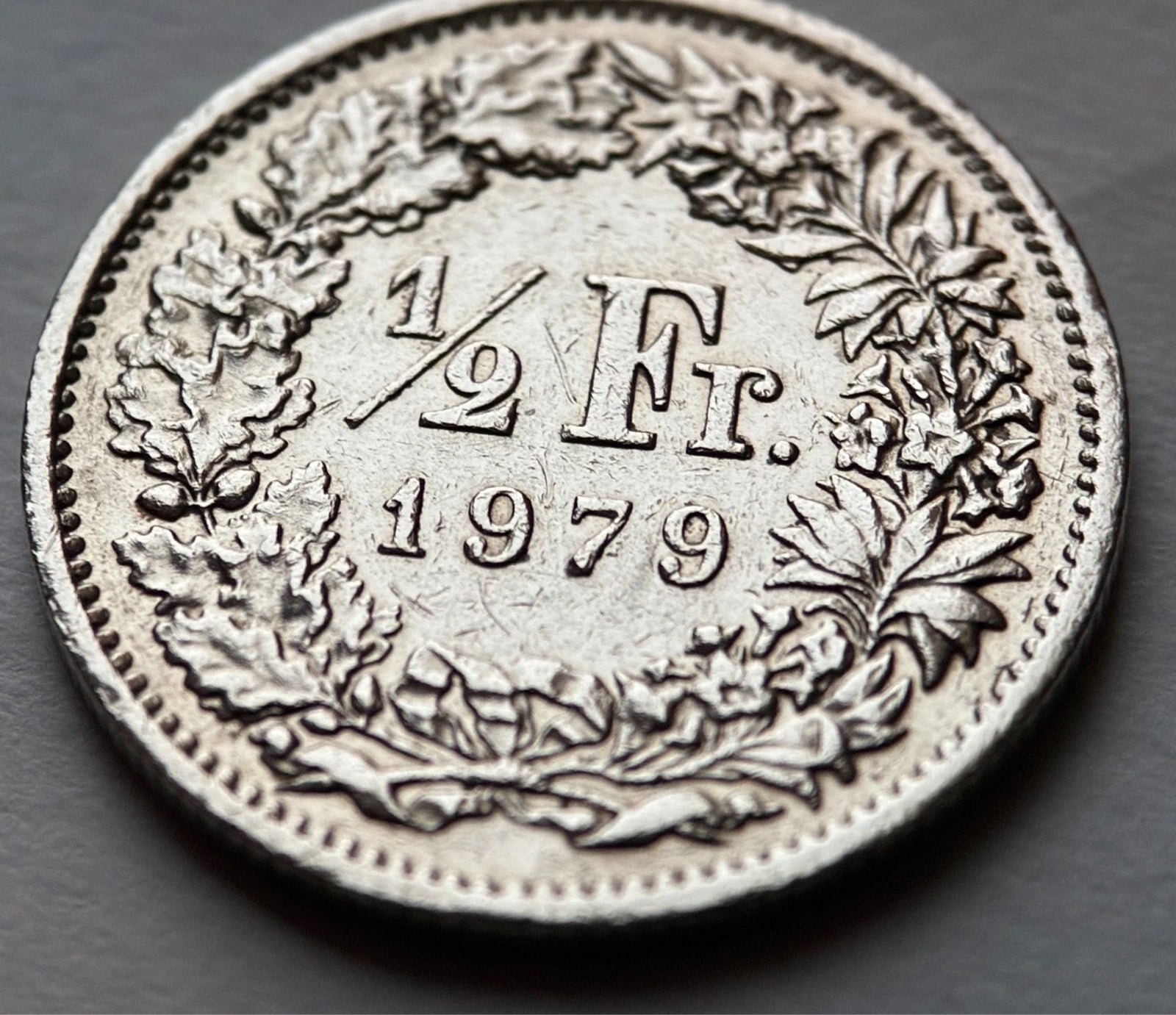 1/2 Franken 1979 | Schweiz | Helvetia mit Speer & Schild | Kupfer-Nickel-Münze