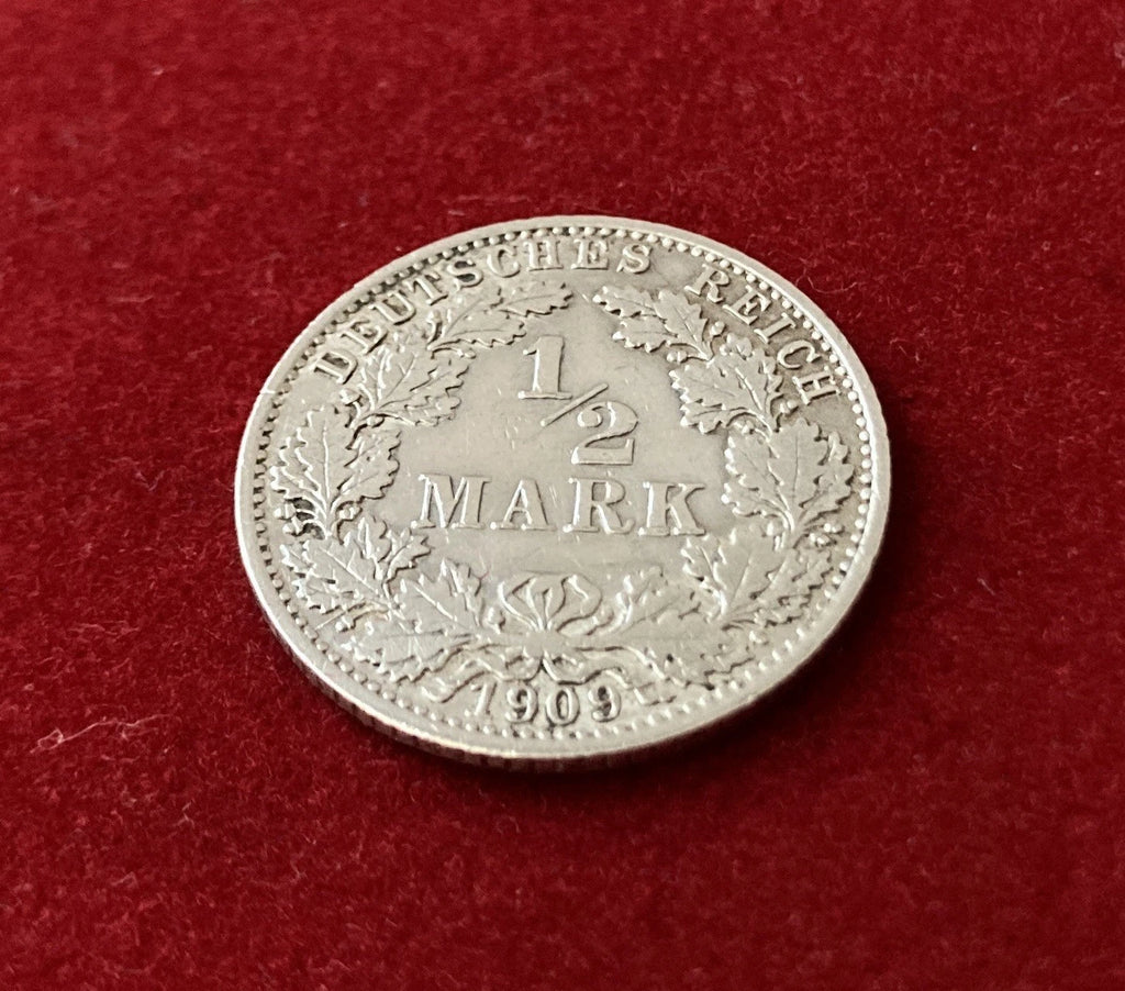 1/2 Mark 1909 A | Deutsches Reich | 900er Silbermünze | Historische Münze | vorzüglich