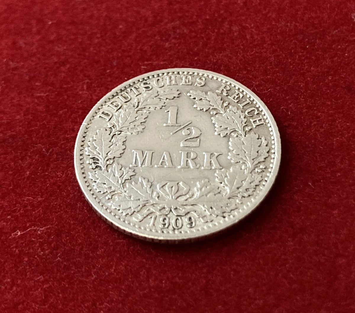 1/2 Mark 1909 A | Deutsches Reich | 900er Silbermünze | Historische Münze | vorzüglich