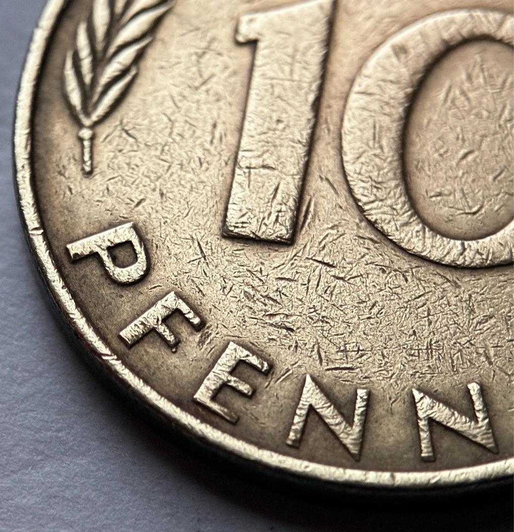 10 Pfennig 1972 J | Bundesrepublik Deutschland (BRD) | Eichenlaub & Ähren | Vermessingter Stahl Münze | schön