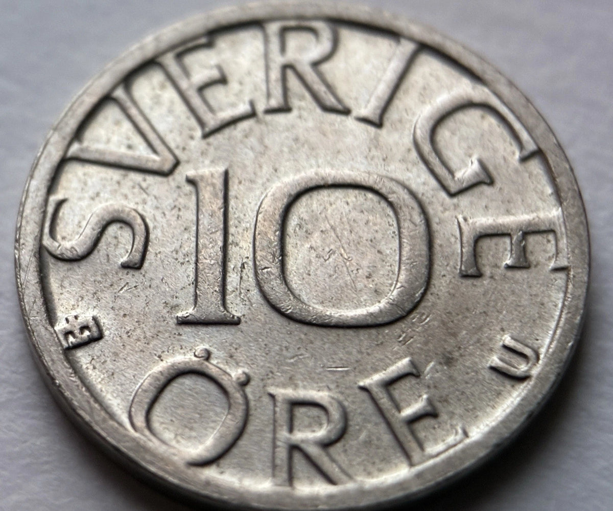 10 Öre 1986 | Schweden | Carl XVI. Gustaf Monogramm | Kupfer-Nickel Münze | schön