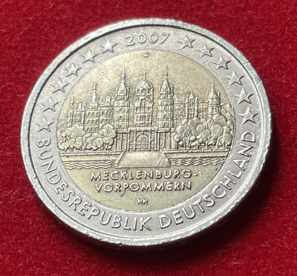 2 Euro 2007 D | Deutschland | Schweriner Schloss, Mecklenburg-Vorpommern | Bi-Metall Gedenkmünze | schön