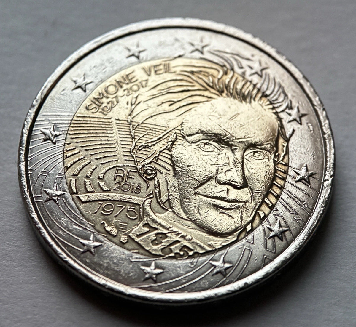 2 Euro 2018 | Frankreich | Simone Veil | Bi-Metall Gedenkmünze | schön
