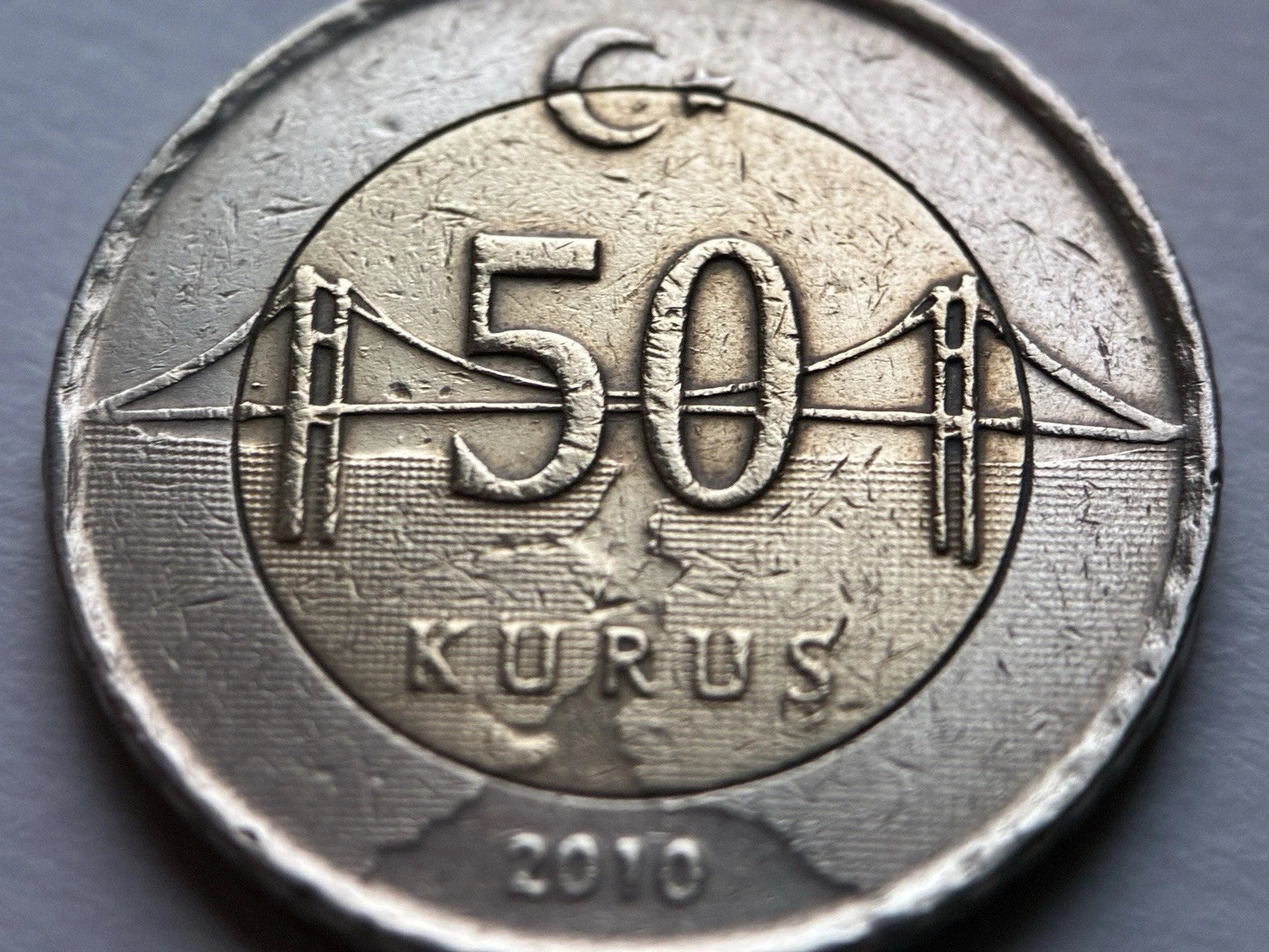 50 Kuruş Turquie 2010 Bimétal | Atatürk | Pont du Bosphore