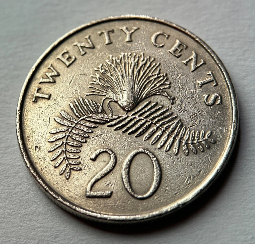 20 Cents 1987 | Singapur | Calliandra surinamensis | Kupfer-Nickel Münze | schön