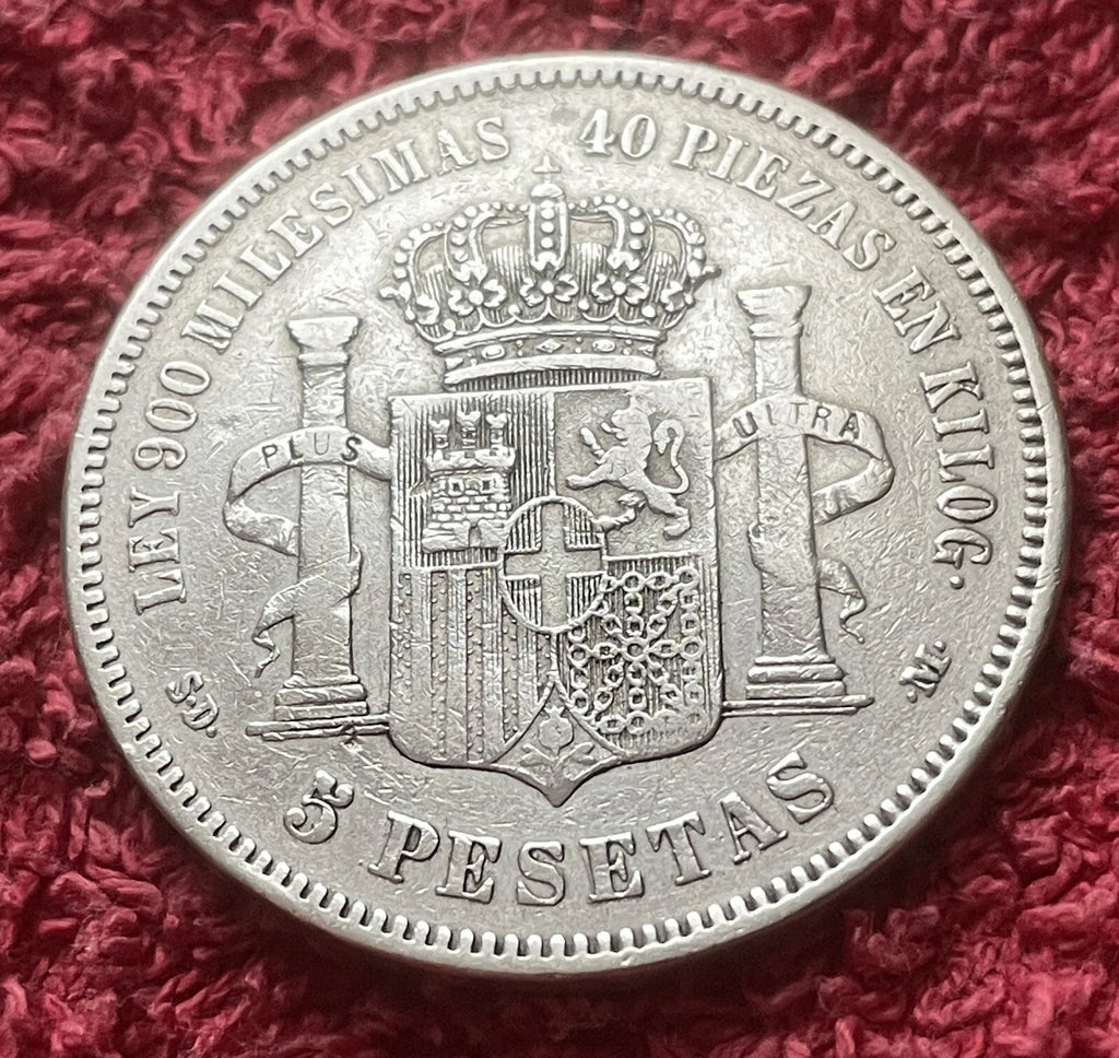 5 Pesetas 1871*71 | Spanien | König Amadeus I. | 900er Silber | Historische Münze | sehr schön