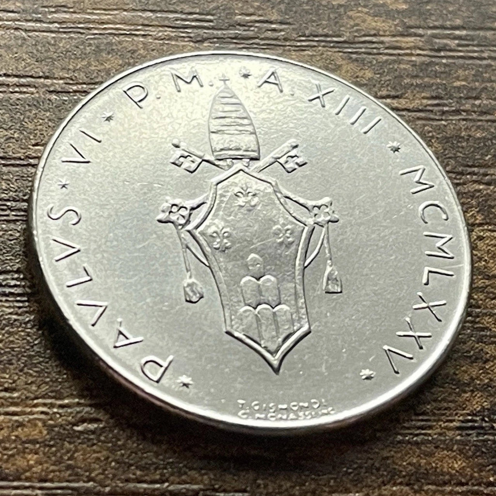 50 Lire 1975 | Vatikanstadt | Papst Paul VI. | Edelstahl Münze | schön