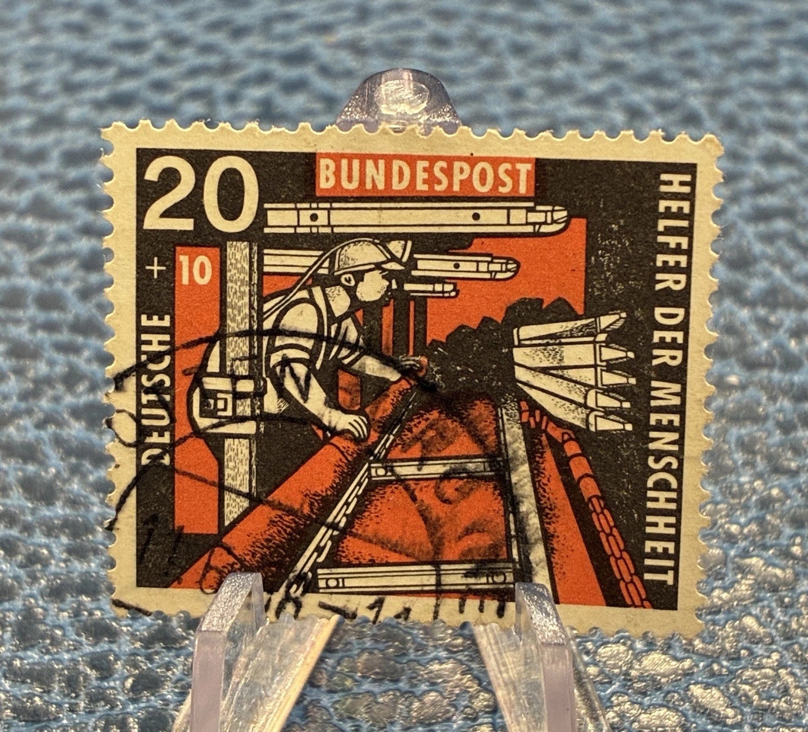 Deutsche Bundespost 1957 | 20+10 Pfennig | Helfer der Menschheit Bergarbeiter | gestempelt | Briefmarke