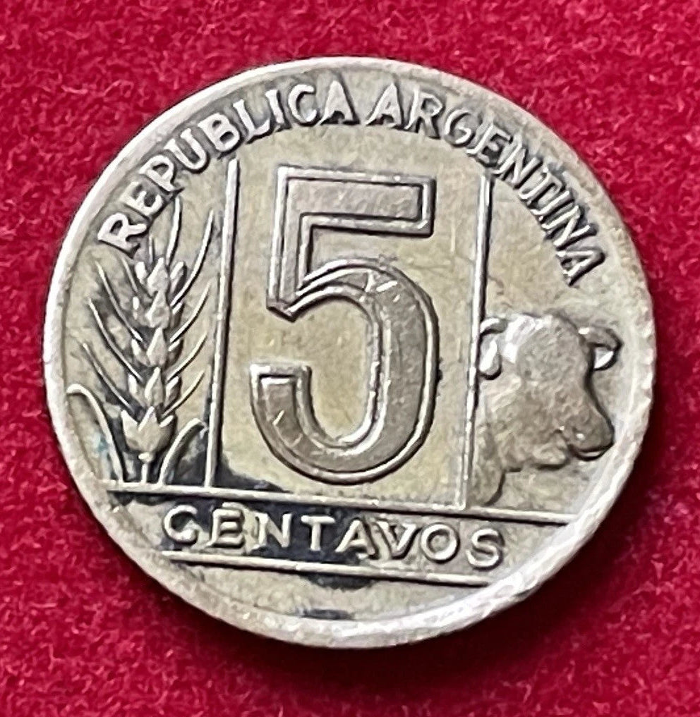 5 Centavos 1943 | Argentinien | Libertad & Stier | Aluminiumbronze Münze | schön