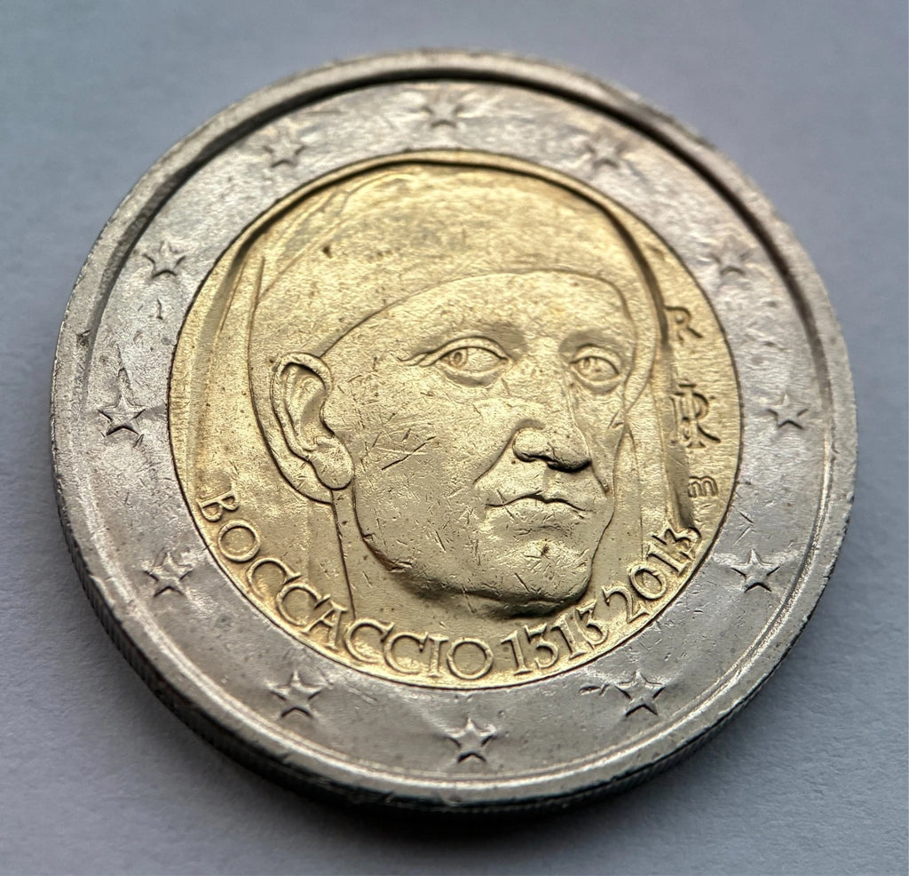 2 Euro 2013 | Italien | 700. Geburtstag von Giovanni Boccaccio | Bi-Metall Gedenkmünze | schön