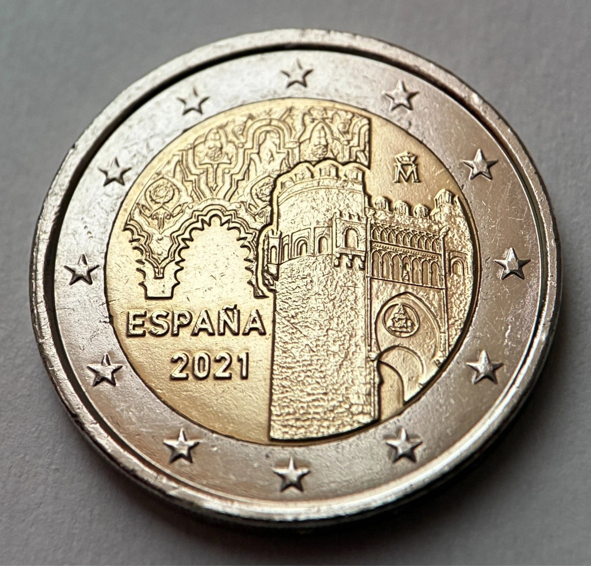 2 Euro 2021 | Spanien | UNESCO-Welterbe Toledo - Puerta del Sol | Bi-Metall Gedenkmünze | schön