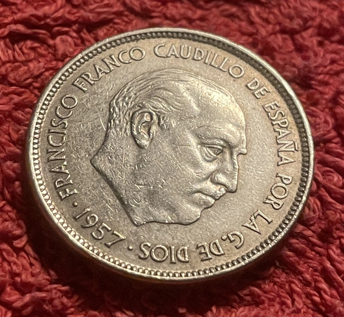 25 Peseten 1957 *70 | Spanien | Francisco Franco | Kupfer-Nickel Münze | schön