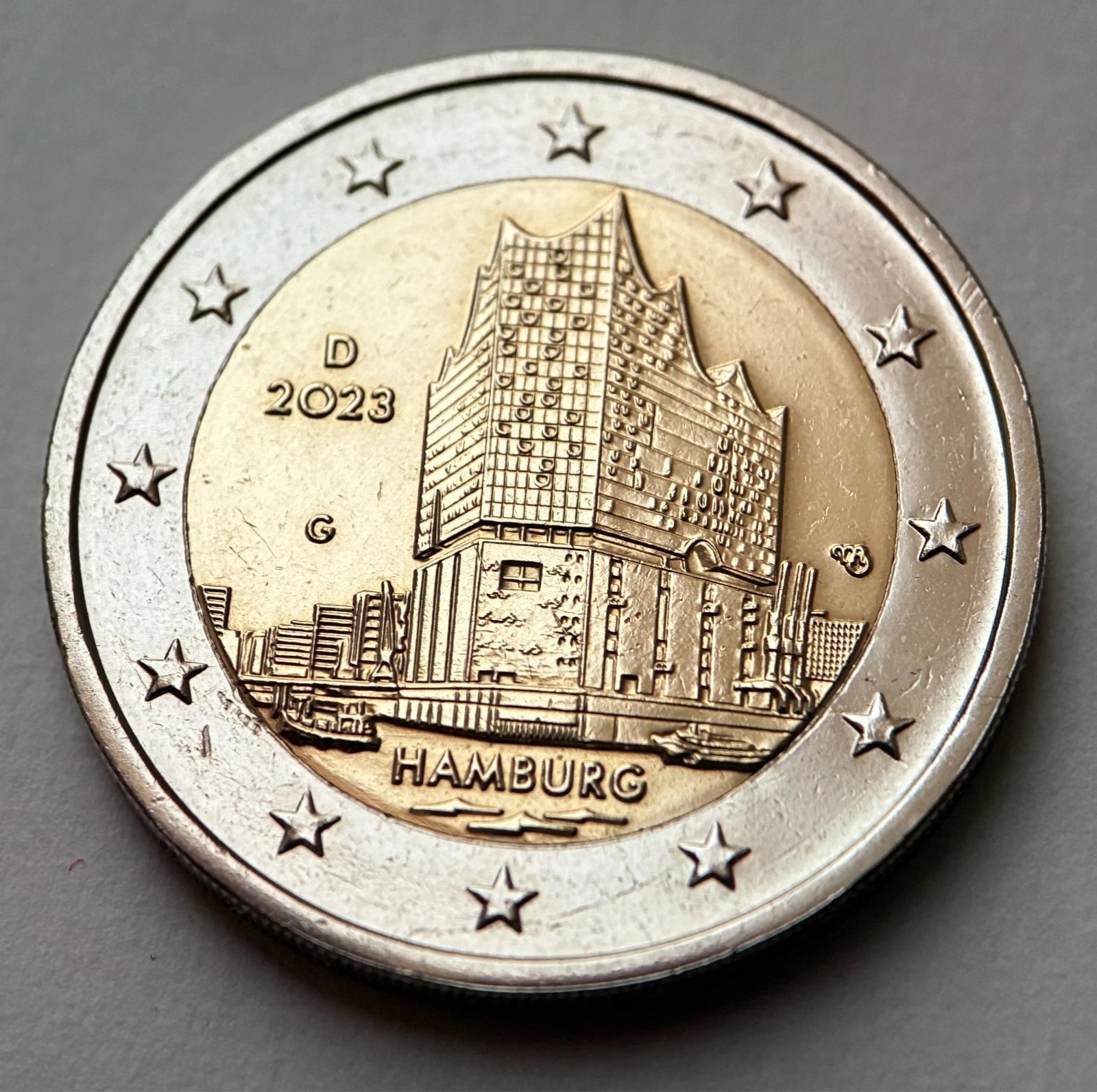 2 Euro 2023 G | Deutschland | Hamburg | Elbphilharmonie | Bundesländerserie | Bi-Metall Münze
