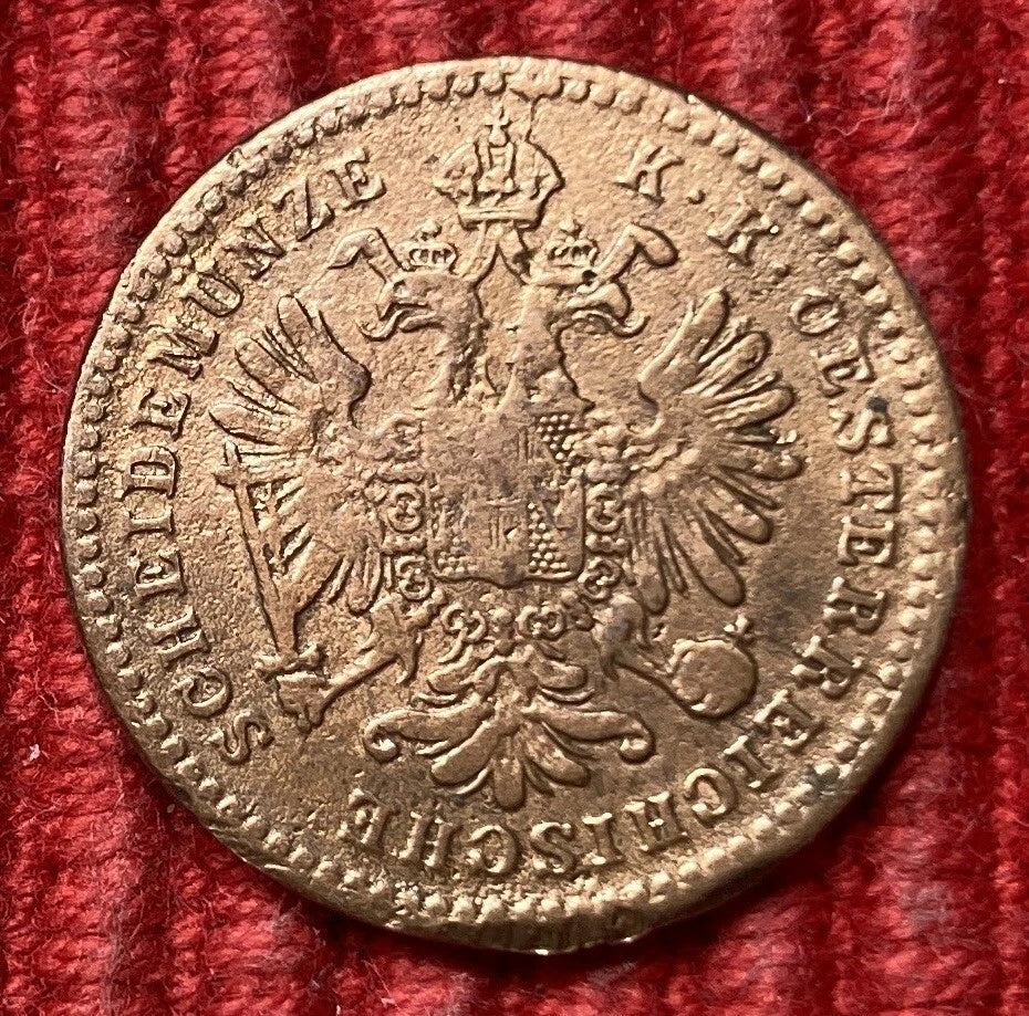 1 Kreuzer 1858 A | Österreich-Ungarn | Kaiser Franz Joseph I. | Kupfer | Historische Scheidemünze