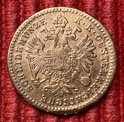 1 Kreuzer 1858 A | Österreich-Ungarn | Kaiser Franz Joseph I. | Kupfer | Historische Scheidemünze