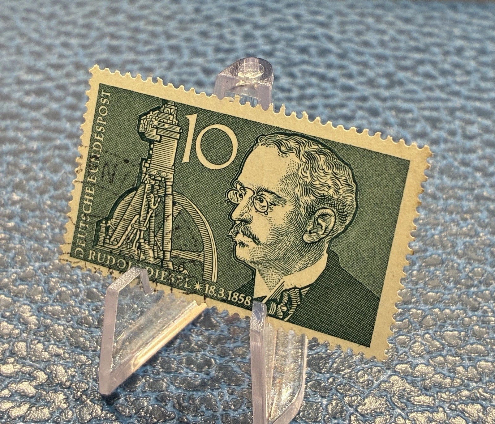 Deutsche Bundespost 1958 | 10 Pfennig | Rudolf Diesel | Erfinder | gestempelt | Briefmarke