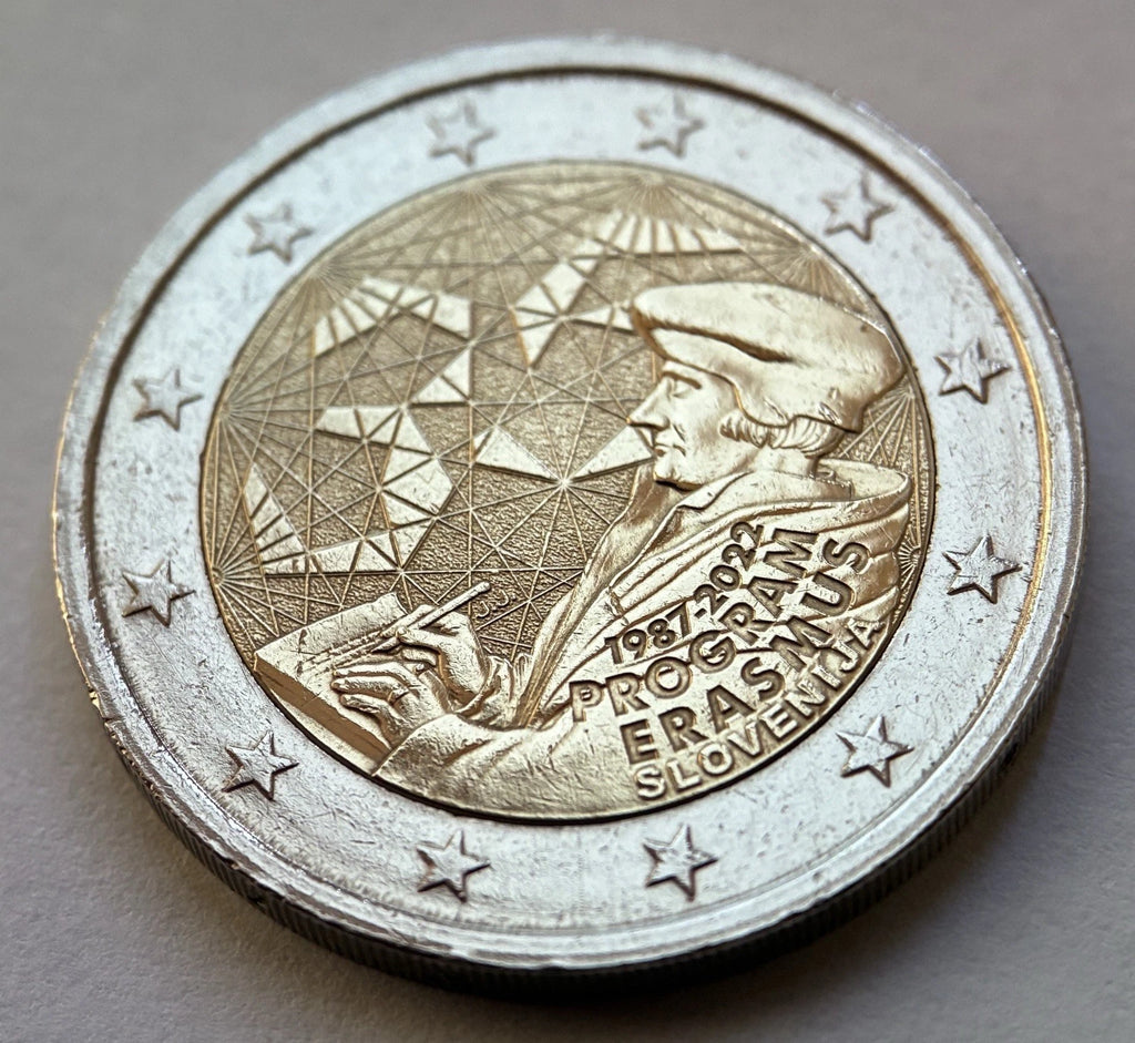 2 Euro 2022 | Slowenien | 35 Jahre Erasmus-Programm | Bi-Metall Gedenkmünze | Sehr schön