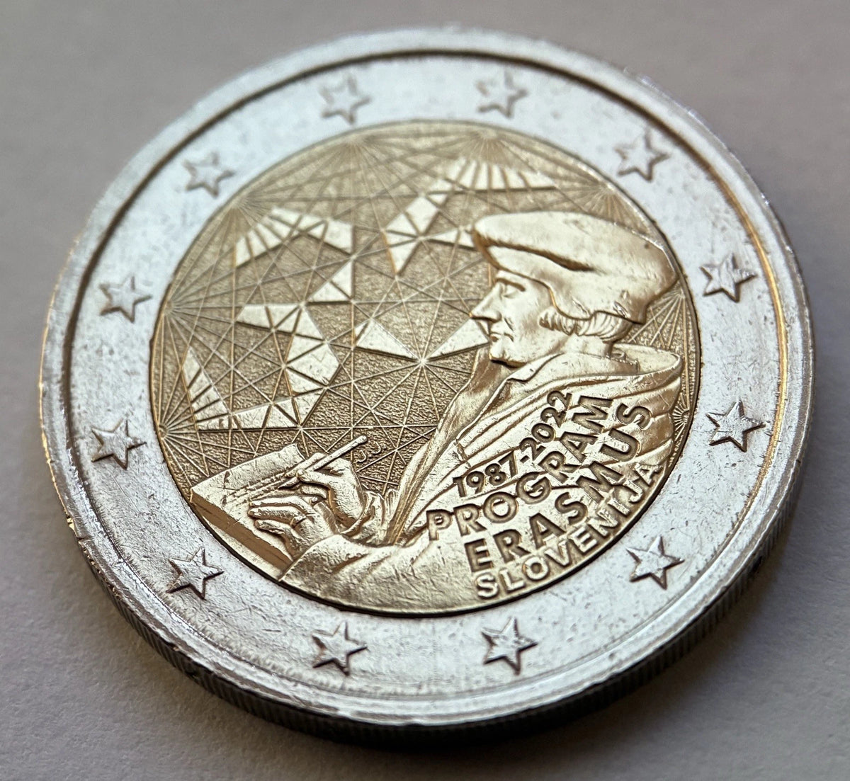 2 Euro 2022 | Slowenien | 35 Jahre Erasmus-Programm | Bi-Metall Gedenkmünze | Sehr schön