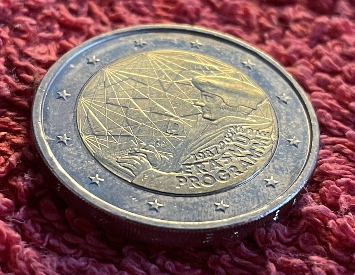 2 Euro Gedenkmünze 2022 Deutschland F – Erasmus-Programm – 35 Jahre Jubiläum / Sehr Schön