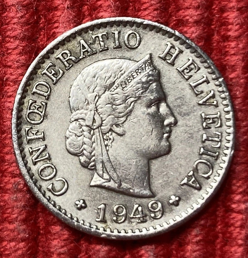 5 Rappen 1949 B | Schweiz | Libertas | Weinlaubkranz | Kupfer-Nickel Münze | schön