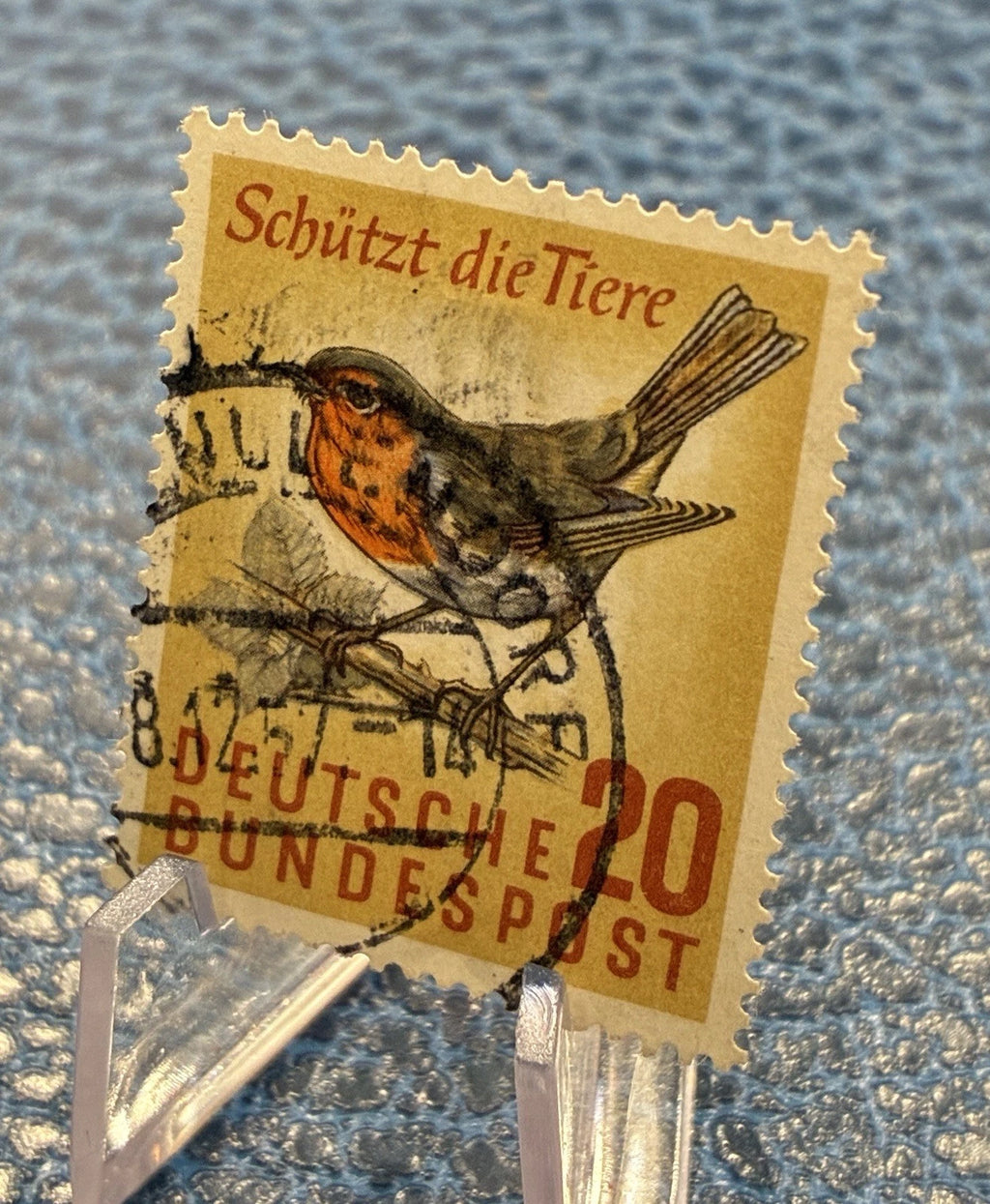 Deutsche Bundespost 1957 | 20 Pfennig | Rotkehlchen | gestempelt | Briefmarke