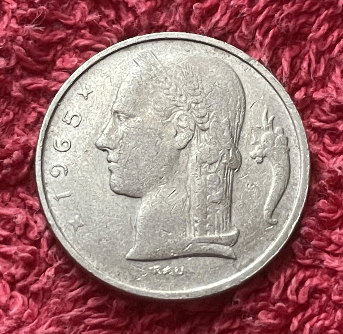 5 Franken 1965 | Belgien | König Baudouin I. | „Belgique“ | Kupfer-Nickel Münze | schön