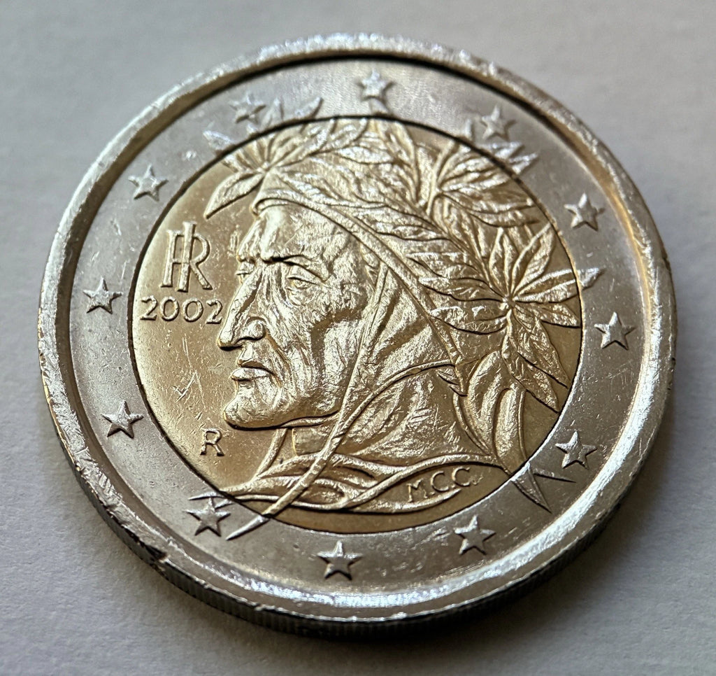 2 Euro 2002 | Italien | Dante Alighieri | Bi-Metall Münze | schön